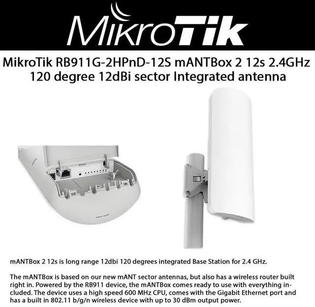 Alt view image 2 of 5 - Mikrotik RB911G-2HPnD-12S Network Antenna 120 dBi Sector Antenna