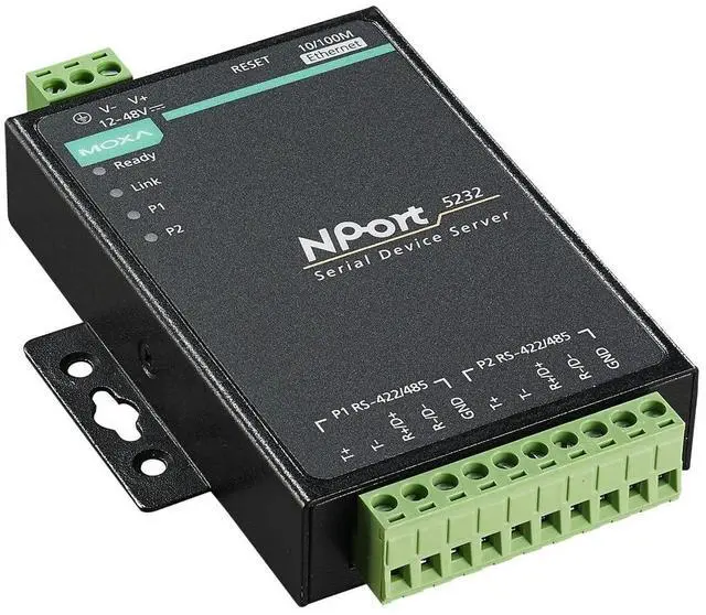 Alt view image 2 of 2 - MOXA NPort 5232 2-Port Serial Device Server, 10/100 Ethernet, RS422/485, Terminal Block