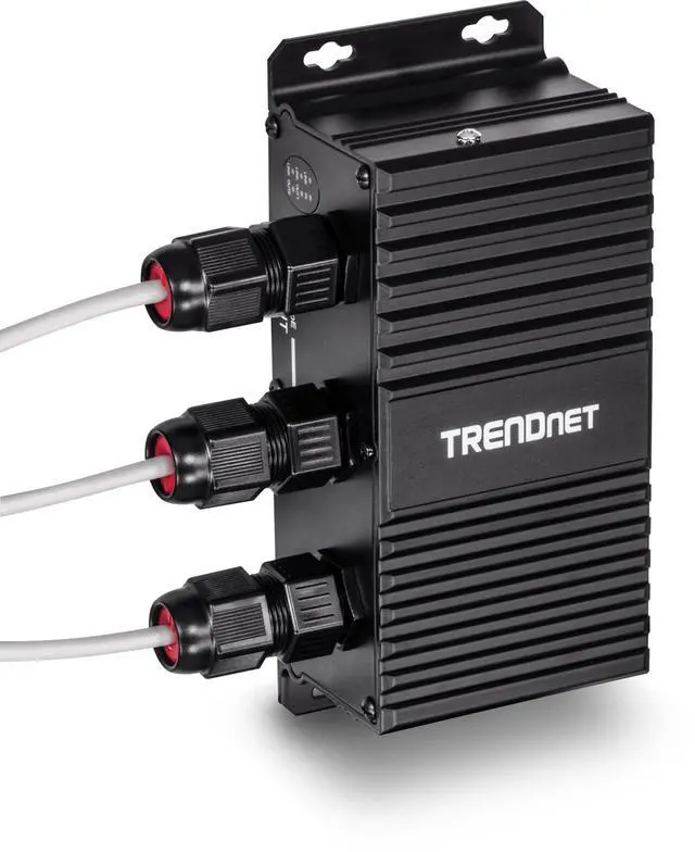 Alt view image 5 of 5 - TRENDnet 2-Port Industrial Outdoor Gigabit UPoE Extender, Extends 100m- Total Distance Up to 200m (656'), Supports PoE (15.4W), PoE+(30W), UPoE(60W), IP67 Housing, TI-EU120, Black
