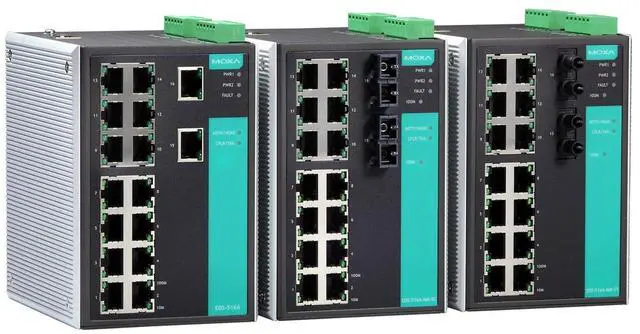 Alt view image 2 of 2 - Moxa EDS-516A - 16 Ports Managed Ethernet Switch, 10/100 BaseTx, VLAN, IGMP Snooping, Port Trunking, RMON, QoS, SFP, SFP+, 100 Mbps, Metal Case