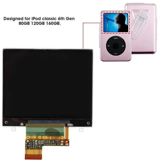 Alt view image 4 of 5 - Kafuty-1 Replacement Repair Part Inne LCD Screen for iPod Classic 6th Gen 80GB 120GB 160GB, Screen Digitizer Assembly, High Definition Display, Perfect Suitability