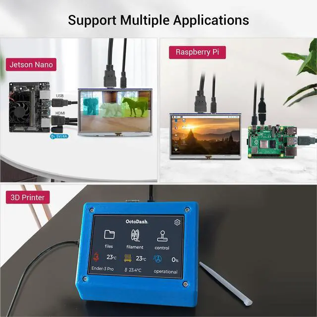 Alt view image 3 of 5 - ELECROW 5-Inch Resistive Touch Screen TFT LCD Display, 800x480 HD Resolution, Compatible with Raspberry Pi 5/4/3/2B/Zero, Banana Pi, Jetson Nano, Windows 11/10/8/7