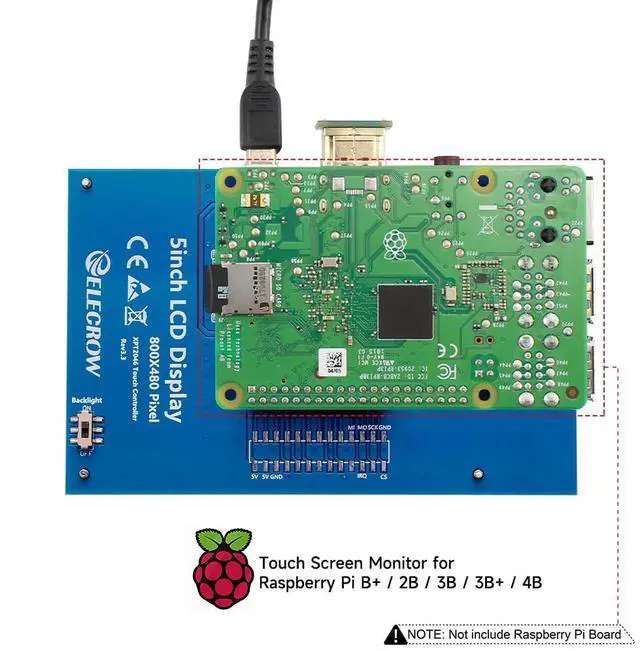 Alt view image 5 of 5 - ELECROW 5-Inch Resistive Touch Screen TFT LCD Display, 800x480 HD Resolution, Compatible with Raspberry Pi 5/4/3/2B/Zero, Banana Pi, Jetson Nano, Windows 11/10/8/7