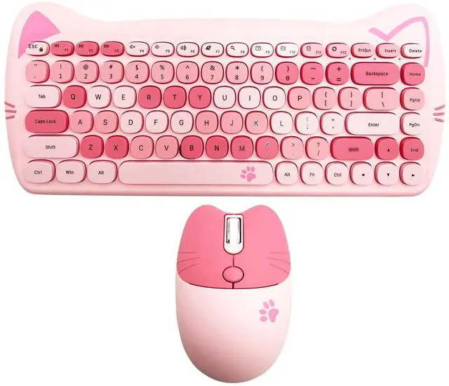 Main image of Wireless Mouse and Keyboard, Cute Cat Keyboard Mouse Combo for Present,2.4G Cordless Computer Mice with USB Receiver for Laptop PC MAC (Cherry Blossom Pink)