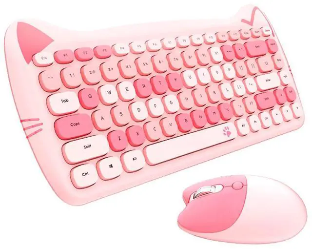 Alt view image 5 of 5 - Wireless Mouse and Keyboard, Cute Cat Keyboard Mouse Combo for Present,2.4G Cordless Computer Mice with USB Receiver for Laptop PC MAC (Cherry Blossom Pink)