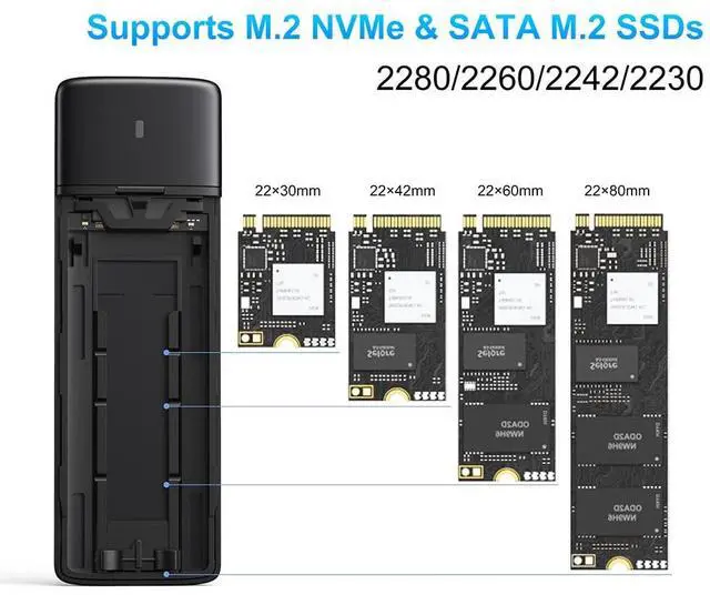 Alt view image 3 of 5 - MOKiN M.2 NVMe SATA SSD Enclosure Reader Tool-Free, NVMe PCIe SSD to USB C Adapter Reader Case