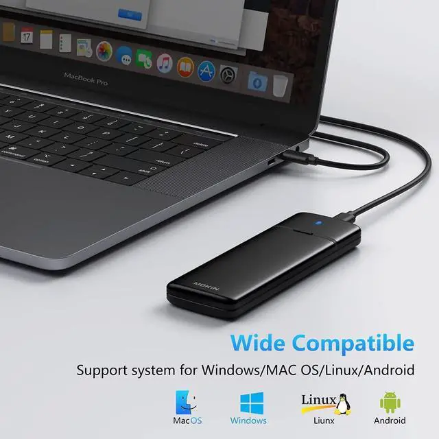 Alt view image 4 of 5 - MOKiN M.2 NVMe SATA SSD Enclosure Reader Tool-Free, NVMe PCIe SSD to USB C Adapter Reader Case