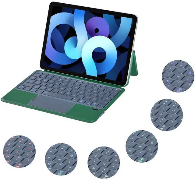 Main image of QUARK Keyboard Case for iPad Pro 11-inch (4th, 3rd, 2nd, 1st Gen), 7-Color Backlit, Bluetooth Magnetic Keyboard Cover for 10.9-inch iPad Air 5th/4th Generation with TrackPad, Green