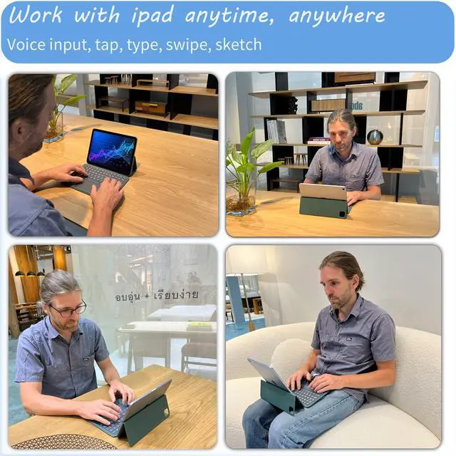 Alt view image 3 of 5 - QUARK Keyboard Case for iPad Pro 11-inch (4th, 3rd, 2nd, 1st Gen), 7-Color Backlit, Bluetooth Magnetic Keyboard Cover for 10.9-inch iPad Air 5th/4th Generation with TrackPad, Green