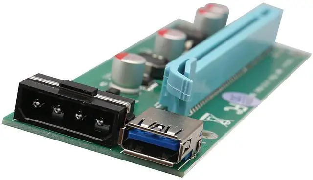 Alt view image 3 of 5 - I/O Crest SI-PEX60017 Pack of 3 PCI-E x1 to Powered PCIe x16 GPU Riser Adapter Card USB 3.0 Extension Cable, Solid Capacitors
