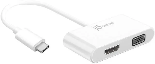 Main image of j5create USB-C to HDMI/VGA Adapter - Support 4K60Hz HDMI or 1080p VGA, Mirror and Extended Mode - Compatible with iPad Pro, MacBook, Surface Laptop and Thunderbolt 3/4 (JCA174)