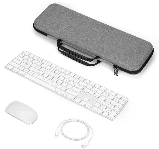 Alt view image 3 of 5 - Geekria Keyboard Carrying Case, Hard Shell Protective Travel Bag. Compatible with Apple Magic Keyboard with Numeric Keypad and Apple Magic Mouse Combo Case. (Light Grey)