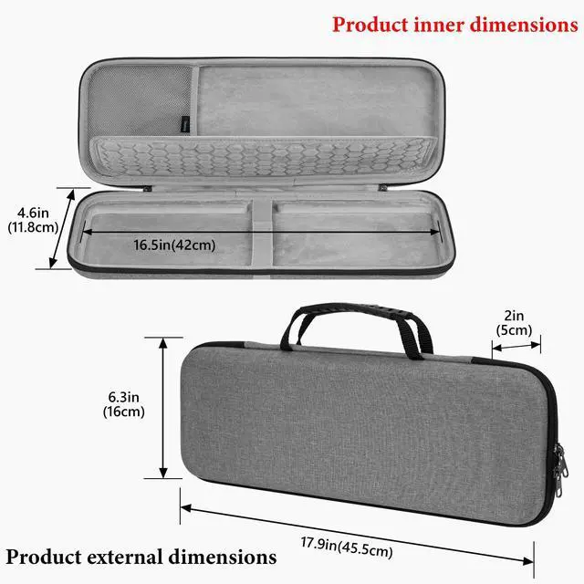 Alt view image 4 of 5 - Geekria Keyboard Carrying Case, Hard Shell Protective Travel Bag. Compatible with Apple Magic Keyboard with Numeric Keypad and Apple Magic Mouse Combo Case. (Light Grey)