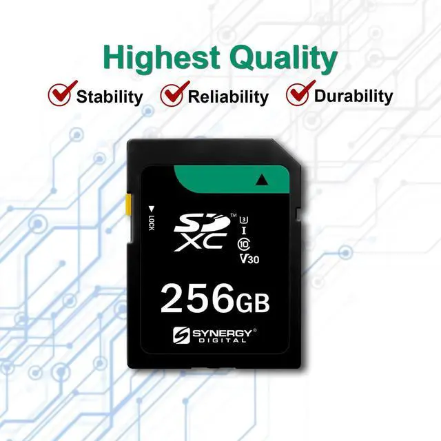 Alt view image 5 of 5 - Synergy Digital 256GB, SDXC UHS-I Memory Card - Class 10, U3, 100MB/s, 300 Series