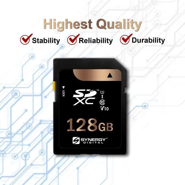 Alt view image 5 of 5 - Synergy Digital 128GB, SDXC UHS-I Memory Cards - Class 10, U1, 100MB/s, 300 Series - Pack of 2