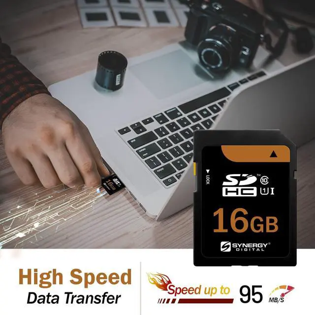 Alt view image 4 of 5 - Synergy Digital 16GB, SDHC UHS-I Memory Cards - Class 10, U1, 95MB/s, 300 Series - Pack of 5