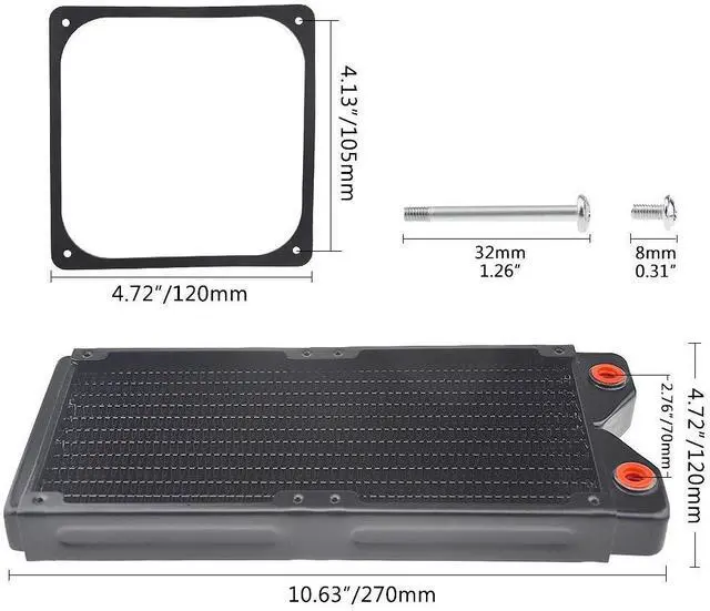 Alt view image 2 of 5 - BXQINLENX 240 Pure Copper 12 Pipe Heat Exchanger Radiator for Computer PC CPU CO2 Laser Water Cool System