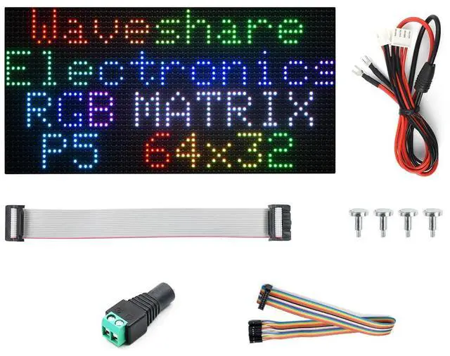 Main image of Waveshare RGB Full-Color LED Matrix Panel, 5mm Pitch, 64×32 Pixels, Adjustable Brightness, Compatible with Raspberry Pi 5/4B/3B/Zero/Zero W/Zero 2W/Pico/Pico W/Pico WH/ESP32