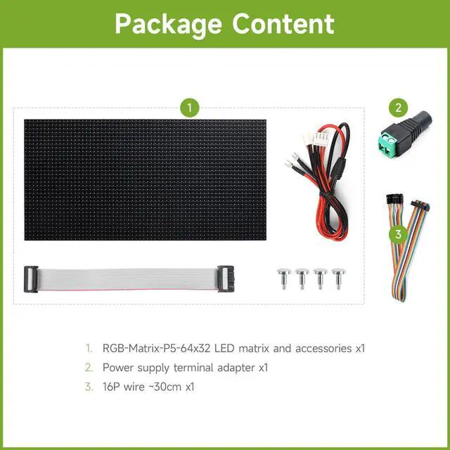Alt view image 2 of 5 - Waveshare RGB Full-Color LED Matrix Panel, 5mm Pitch, 64×32 Pixels, Adjustable Brightness, Compatible with Raspberry Pi 5/4B/3B/Zero/Zero W/Zero 2W/Pico/Pico W/Pico WH/ESP32