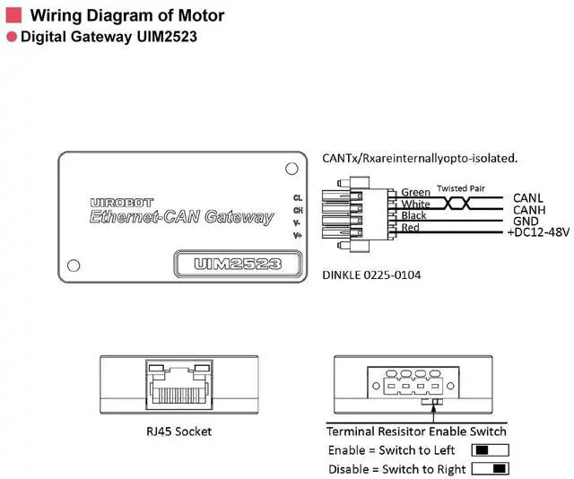 Alt view image 5 of 5 - UIROBOT Serial Adapters Ethernet TCP and CAN Bus System Control Converter Gateway, Wide Voltage Input 12~48VDC, CAN Bus 3000V Isolation, Aluminum Alloy Case (UIM2523)
