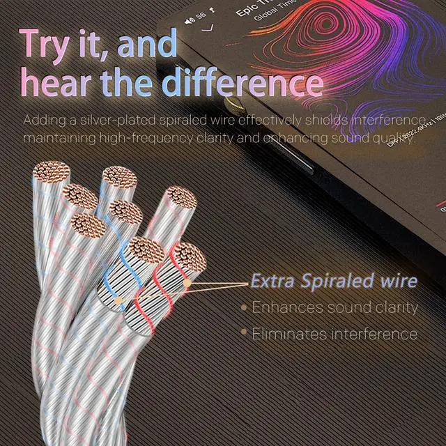 Alt view image 3 of 5 - mfreeo Premium IEM Upgrade Cable, MMCX/2-Pin 0.78mm Earphone Cord, 8-Core Braided Hi-Fi Replacement Extension, Balanced Audiophile Audio Cable (1.2M, 4.4mm to mmcx)