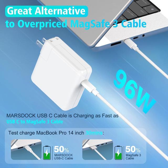 Alt view image 2 of 5 - Charger for MacBook Pro 16 15 14 13 inch 2024, 2023, 2022, 2021, 2020, 2019, M1 M2 M3, MacBook Air, iPad pro, 96W USB C Power Adapter, 6.6ft Braided USB-C Cable Charging as Fast as MagSafe 3