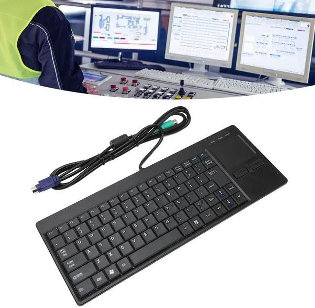 Alt view image 4 of 5 - Wired Keyboard with Trackpad, Mini Industrial Keyboard Touchpad Combo with X Scissor Foot, Portable Compact Touch Keyboard for Industry Control, Plug and Play (PS2 Interface