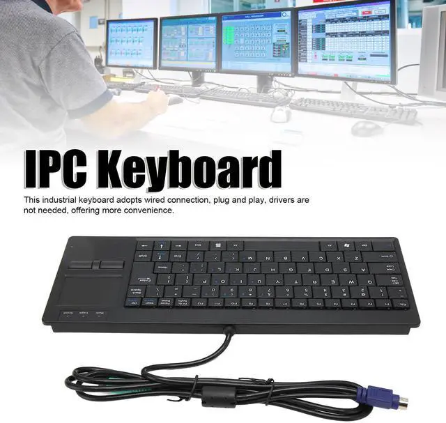 Alt view image 2 of 5 - Wired Keyboard with Trackpad, Mini Industrial Keyboard Touchpad Combo with X Scissor Foot, Portable Compact Touch Keyboard for Industry Control, Plug and Play (PS2 Interface