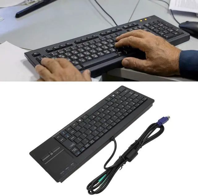 Alt view image 5 of 5 - Wired Keyboard with Trackpad, Mini Industrial Keyboard Touchpad Combo with X Scissor Foot, Portable Compact Touch Keyboard for Industry Control, Plug and Play (PS2 Interface