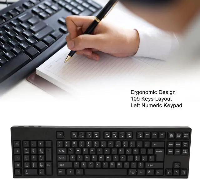 Alt view image 2 of 5 - Left Handed Mechanical Gaming Keyboard, 109 Keys With Number Pad, Wired Micro USB Connection, Ergonomic for Business, Accounting, Designer, Gamer, Home, Office