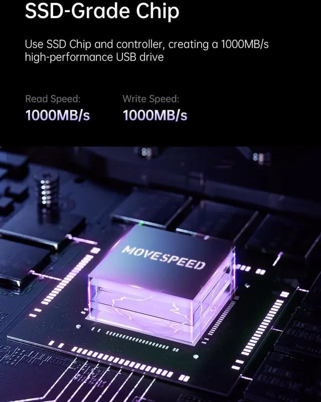 Alt view image 4 of 5 - MOVE SPEED 128GB Thumb Drive, 1000MB/s Read Write Speed, USB 3.2 Gen2+Type C Dual Interface SSD Drive with Leather Case Memory Stick for iPhone 15, 16 Series/MacBook/Android/Audio etc(1 Pack)