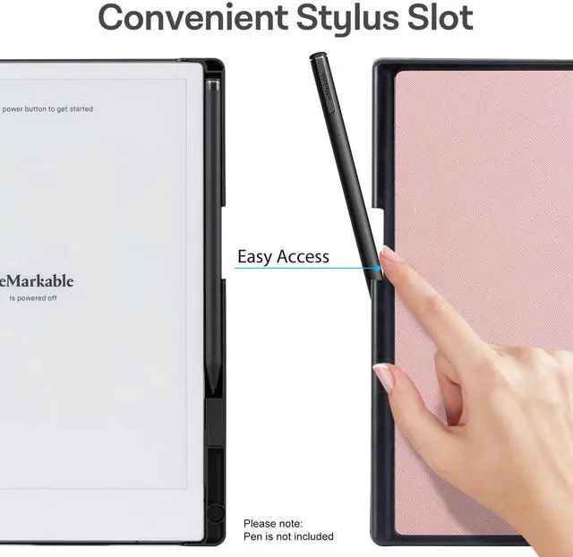Alt view image 3 of 5 - CoBak Case for Remarkable 2 Paper Tablet - Lightweight and Hard Back Shell Protective Book Folio Cover with Built-in Pen Holder - for 10.3" 2020 Released (Rosegold)