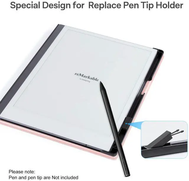 Alt view image 4 of 5 - CoBak Case for Remarkable 2 Paper Tablet - Lightweight and Hard Back Shell Protective Book Folio Cover with Built-in Pen Holder - for 10.3" 2020 Released (Rosegold)