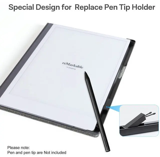 Alt view image 4 of 5 - CoBak Case for Remarkable 2 Paper Tablet - Lightweight and Hard Back Shell Protective Book Folio Cover with Built-in Pen Holder - for 10.3" 2020 Released (Gray)