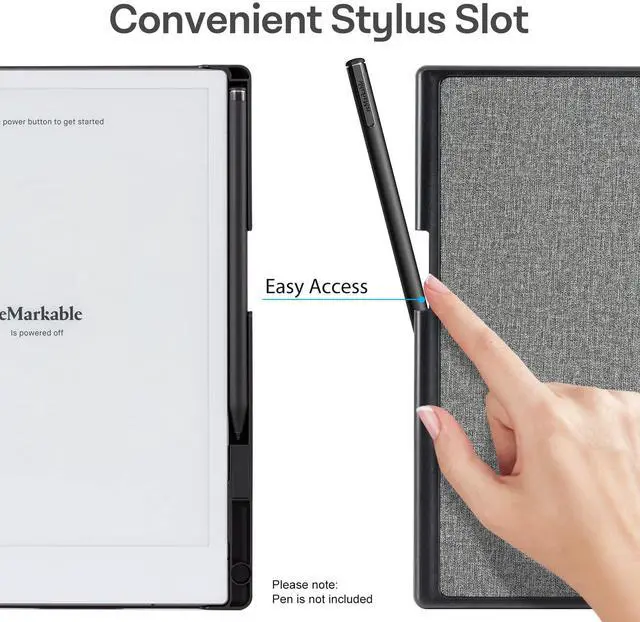Alt view image 3 of 5 - CoBak Case for Remarkable 2 Paper Tablet - Lightweight and Hard Back Shell Protective Book Folio Cover with Built-in Pen Holder - for 10.3" 2020 Released (Gray)