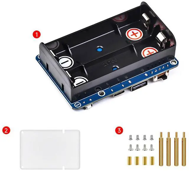 Alt view image 3 of 5 - Coolwell UPS HAT (D) for Raspberry Pi 4B 3B+ 3B, etc Supports 21700 Li Battery (NOT Included) Pogo Pins Connector Charging and Power Output at The Same Time 5V