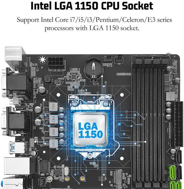 Alt view image 2 of 5 - SHANGZHAOYUAN B85M PRO LGA 1150 Motherboard with 2 * 8GB 1600MHz DDR3 RAM, Support 4th Gen Intel Core i7 i5 i3/Pentium/Celeron (PCIe 3.0, NVME M.2, SATA 6Gb/s, VGA/DVI/HDMI-Compatible, Gigabit LAN)
