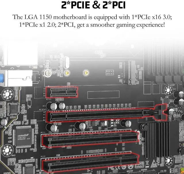 Alt view image 3 of 5 - SHANGZHAOYUAN B85M PRO LGA 1150 Motherboard with 2 * 8GB 1600MHz DDR3 RAM, Support 4th Gen Intel Core i7 i5 i3/Pentium/Celeron (PCIe 3.0, NVME M.2, SATA 6Gb/s, VGA/DVI/HDMI-Compatible, Gigabit LAN)
