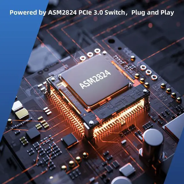 Alt view image 3 of 5 - KONYEAD Quad PCIe NVMe M.2 SSD Adapter Card-PCI with Aluminum Housing Express 3.0 x8 Card Support 4X M.2 NGFF PCIe NVMe SSD for Mac & PC (ASM2824 Switch)-Support Non-Bifurcation Motherboard(3003K)