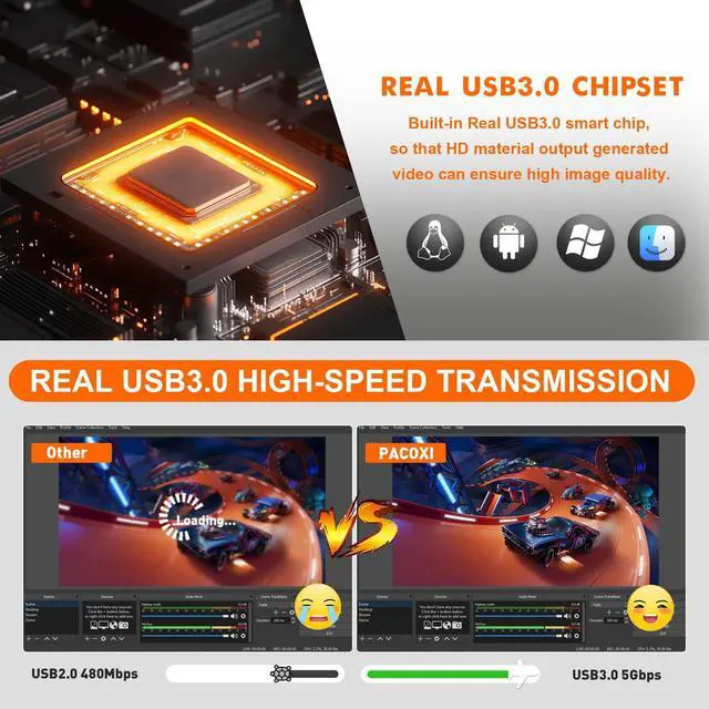 Alt view image 3 of 5 - 4K Capture Card with USB3.0 1080P 60FPS HDMI Video Cam Link for DSLR, Gaming Capture Card for Nintendo Switch/PS5/PS4/Xbox for OBS Twitch Live Streaming and Recording