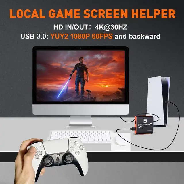 Alt view image 5 of 5 - 4K Capture Card with USB3.0 1080P 60FPS HDMI Video Cam Link for DSLR, Gaming Capture Card for Nintendo Switch/PS5/PS4/Xbox for OBS Twitch Live Streaming and Recording