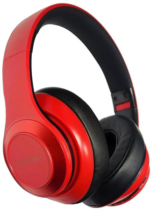 Main image of Vizliter Bluetooth Headphones, TWS Deep Bass Wireless Over-Ear Headset 5.3 with Built-in Mic LED Lights, Noise Cancelling Audio Earphones (Red Black)