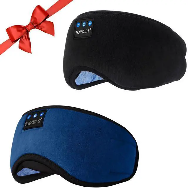 Main image of TOPOINT Sleep Headphones, Bluetooth Sleep Mask with Bluetooth Headphones Cotton Sleeping Headphones Bluetooth Eye Mask with Microphone Hands Free Light Blackout for Side Sleepers Father's Day Gift