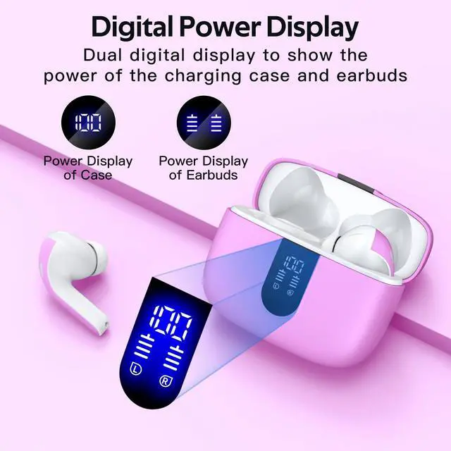 Alt view image 2 of 5 - TAGRY Bluetooth Headphones True Wireless Earbuds 60H Playback LED Power Display Earphones with Wireless Charging Case IPX5 Waterproof in-Ear Ear buds with Mic for TV Smart Phone Laptop Computer Sports