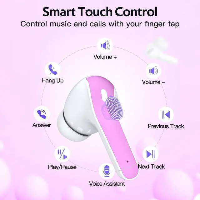 Alt view image 4 of 5 - TAGRY Bluetooth Headphones True Wireless Earbuds 60H Playback LED Power Display Earphones with Wireless Charging Case IPX5 Waterproof in-Ear Ear buds with Mic for TV Smart Phone Laptop Computer Sports