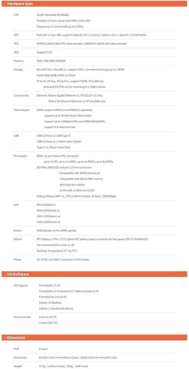 Alt view image 2 of 5 - FriendlyElec Nanopi R5S Mini Router OpenWRT with Three Gbps Ethernet Ports 4GB RAM LPDDR4X Based in RK3568 Soc for IOT NAS Smart Home Gateway (with Metal Case) Support Debian Linux Ubuntu