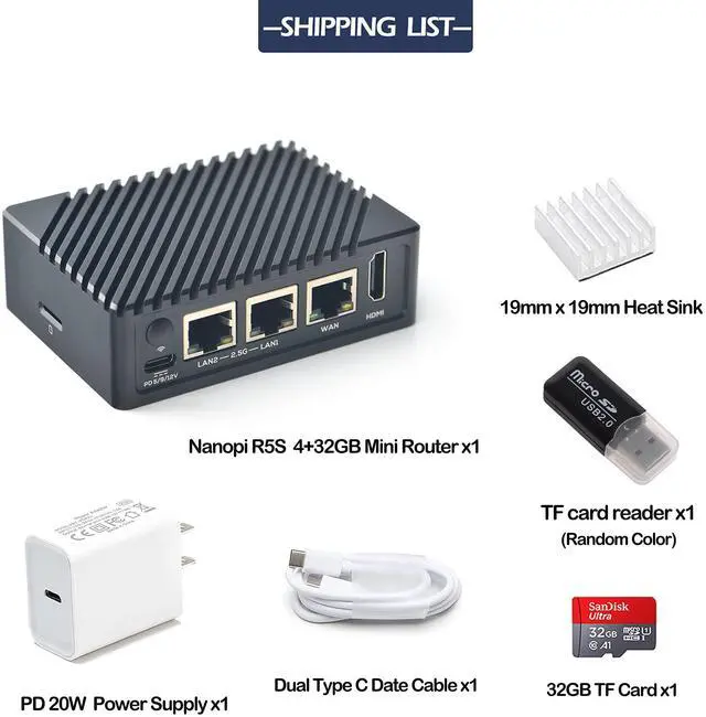 Alt view image 3 of 5 - FriendlyElec Nanopi R5S Mini Router OpenWRT with Three Gbps Ethernet Ports 4GB RAM LPDDR4X Based in RK3568 Soc for IOT NAS Smart Home Gateway (with Metal Case) Support Debian Linux Ubuntu