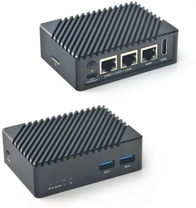 Alt view image 4 of 5 - FriendlyElec Nanopi R5S Mini Router OpenWRT with Three Gbps Ethernet Ports 4GB RAM LPDDR4X Based in RK3568 Soc for IOT NAS Smart Home Gateway (with Metal Case) Support Debian Linux Ubuntu