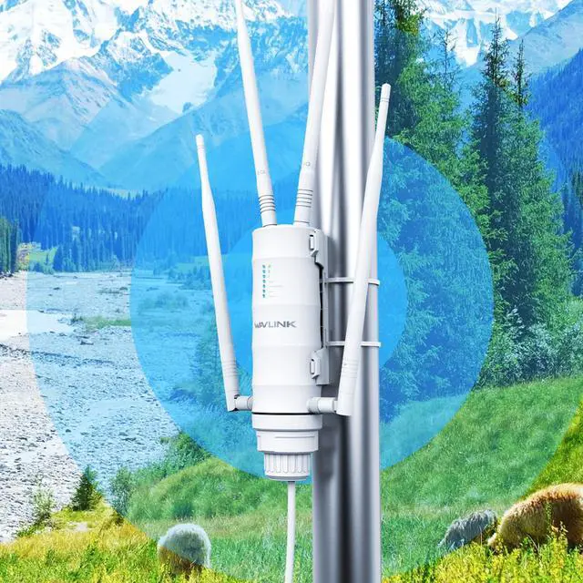 Alt view image 3 of 5 - WAVLINK AC1200 Outdoor WiFi Extender - 1000ft/300m Long Range, Dual Band 2.4G/5G Weatherproof Access Point with PoE+ Gigabit Ports, Mesh Network & AP/Repeater Modes (IP65 Certified)