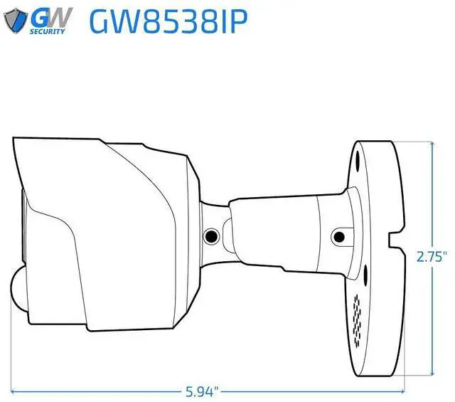 Alt view image 3 of 3 - GW8538IP 8MP 4K IP POE 3.6mm Fixed Lens Spotlight Bullet Security Camera, Two-Way Audio, Full-time Color Night Vision